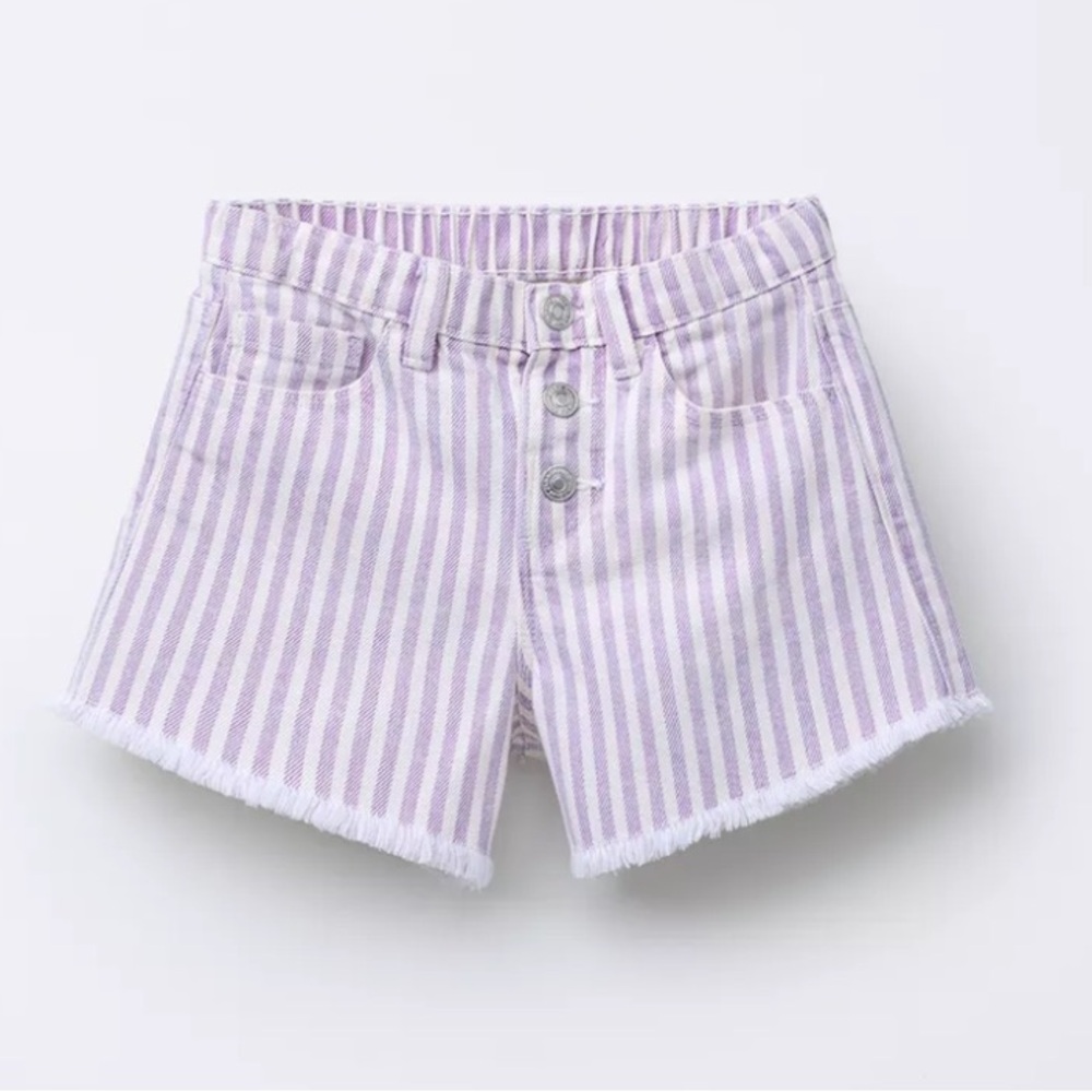 NWT Zara Mom Fit Purple and White Striped Shorts, 5 Years